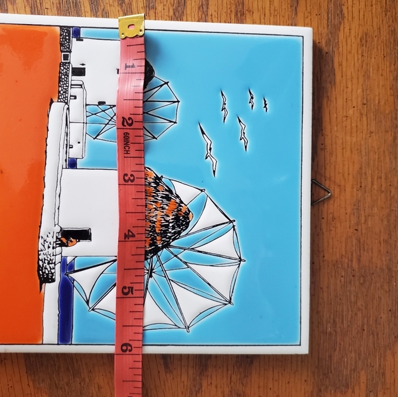 VINTAGE Niarchos Hellas Handmade Tile Windmills Scene - Picture 2 of 4